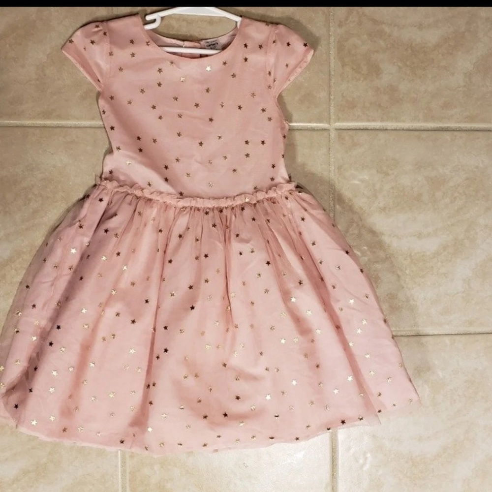 Girl's Pink & Gold Star Dress